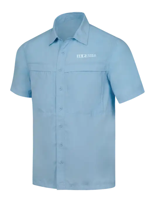 Light Blue Short Sleeve UV Daybreak Shirt w/Edge Physical Therapy Logo