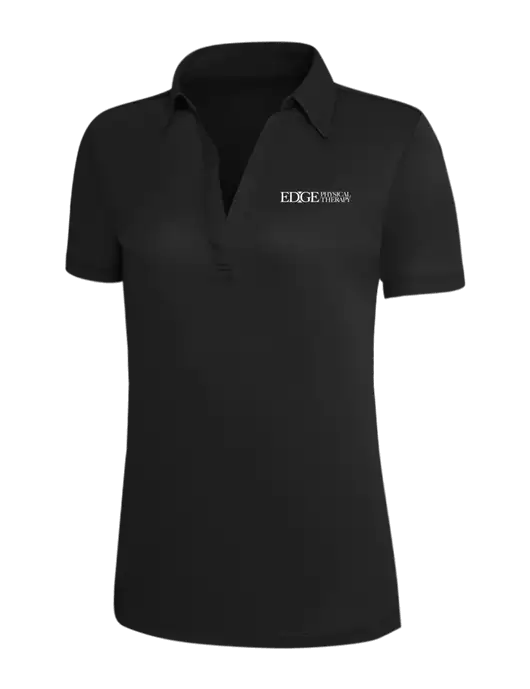 Black Silk Touch Womens Performance Polo w/Edge Physical Therapy Logo