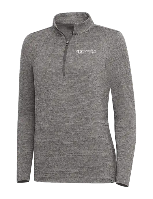 TravisMathew Medium Grey Heather Womens Crestview 1/4 Zip w/Edge Physical Therapy Logo