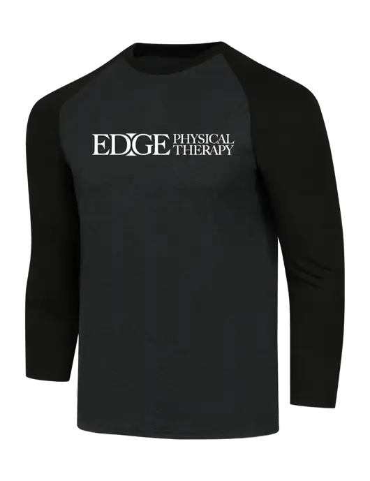 Simply Soft 3/4 Sleeve Black/Black Frost Ring Spun Cotton T-Shirt w/Edge Physical Therapy Logo