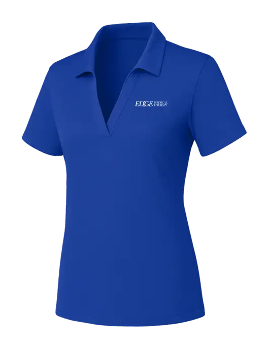 Womens Dark Royal PosiCharge RacerMesh Polo w/Edge Physical Therapy Logo