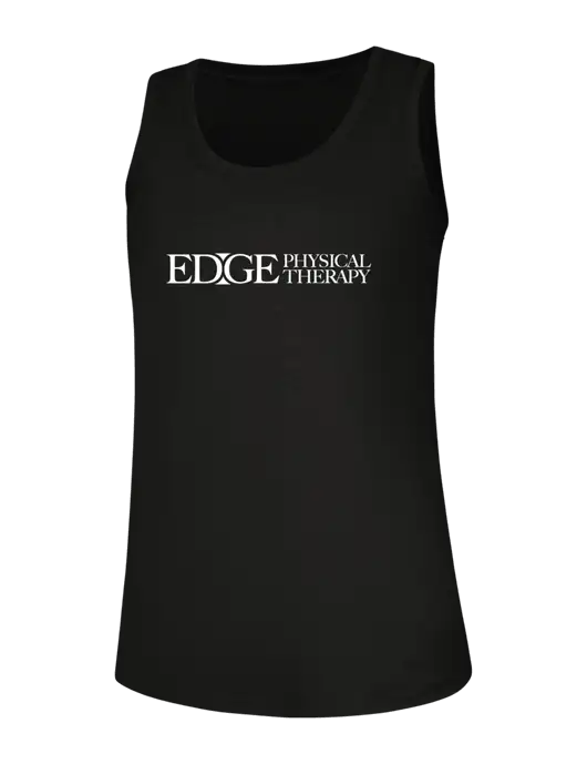 Womens Black Perfect Tri Racerback Tank w/Edge Physical Therapy Logo