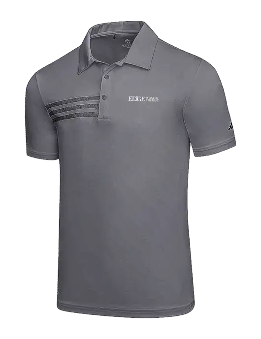 Adidas Medium Grey 3 Stripes Chest Polo w/Edge Physical Therapy Logo