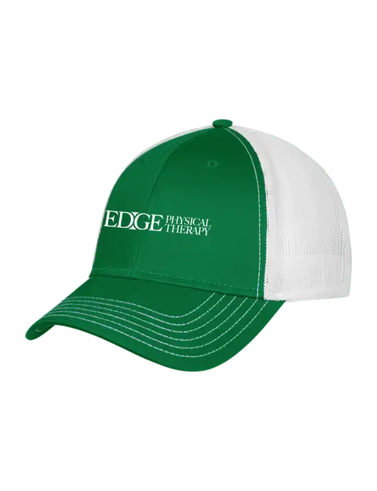 Kelly & White Mesh Trucker Cap Snap Back w/Edge Physical Therapy Logo