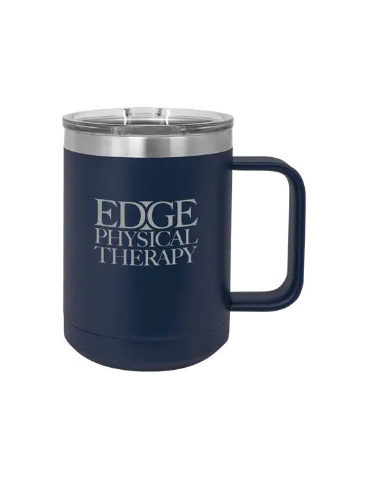 Polar Camel 15 oz Powder Coated Navy Vacuum Insulated Mug with Slider Lid w/Edge Physical Therapy Logo