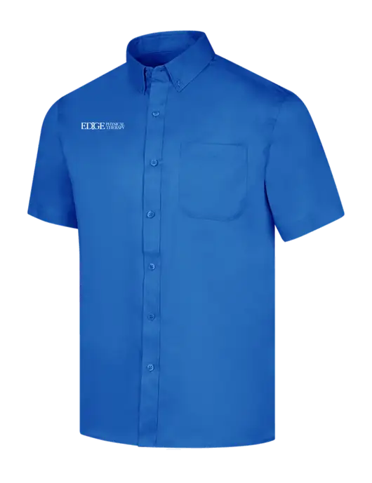 Short Sleeve Royal Blue Superpro React Twill Shirt w/Edge Physical Therapy Logo