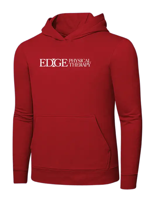 Bright Red 8.5 oz Ring Spun Hooded Sweatshirt w/Edge Physical Therapy Logo