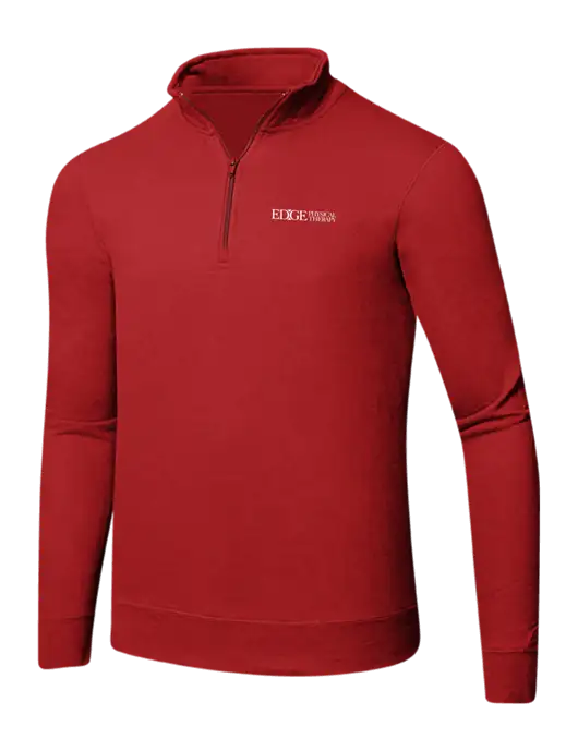 Bright Red 8.5 oz Ring Spun 1/4 Zip Pullover Sweatshirt w/Edge Physical Therapy Logo