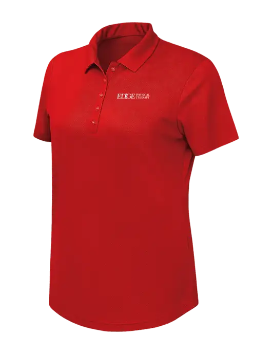 Callaway Womens Birdseye Red Polo w/Edge Physical Therapy Logo