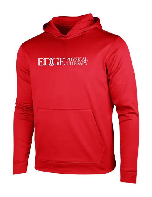 Deep Red Sport-Wick Fleece Hooded Pullover w/Edge Physical Therapy Logo