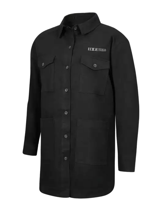 Mercer+Mettle Womens Black Long Sleeve Twill Overshirt w/Edge Physical Therapy Logo