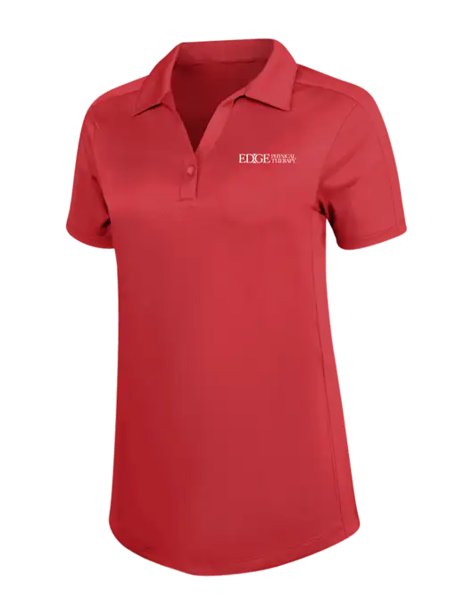 Womens Red Diamond Jacquard Polo w/Edge Physical Therapy Logo