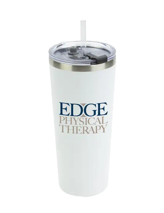Brighton White 20 oz Insulated Tumbler & Straw w/Edge Physical Therapy Logo