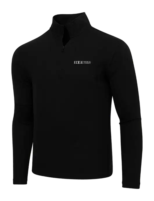 Adidas  Black Melange 3 Stripes Quarter Zip Sweater w/Edge Physical Therapy Logo