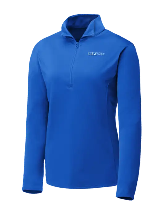 Dark Royal Womens Posicharge Competitor ¼ Zip Pullover w/Edge Physical Therapy Logo