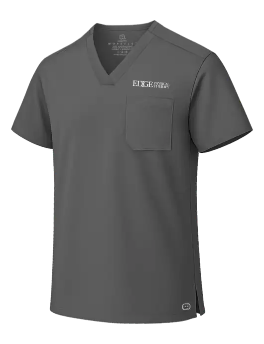 Wink Pewter Unisex WorkFlex Chest Pocket V-Neck Top  w/Edge Physical Therapy Logo