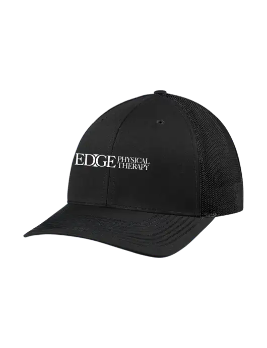 Richardson Adjustable Snapback Original 112 Trucker Cap Black w/Black Mesh w/Edge Physical Therapy Logo