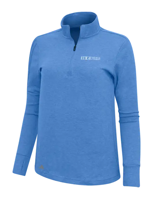 Adidas Light Blue Heather Womens 3 Stripes Quarter Zip Sweater w/Edge Physical Therapy Logo