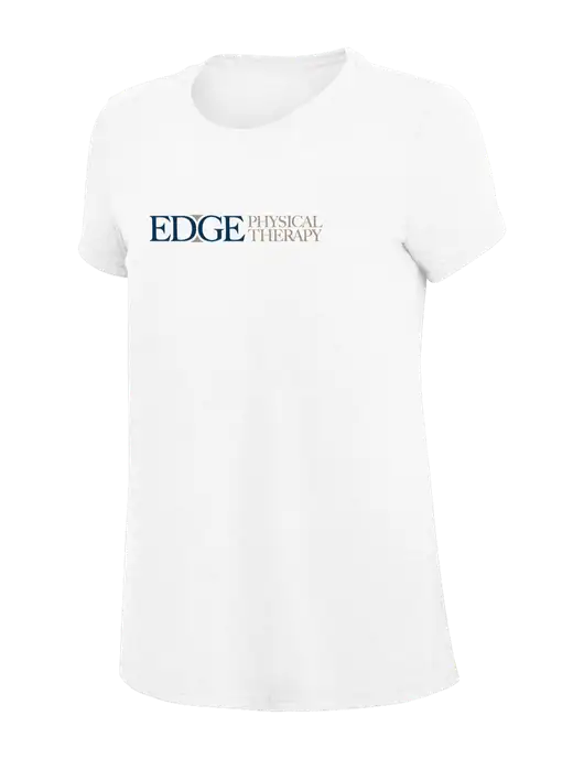 Womens Simply Soft White 4.5oz Poly/Combed Ring Spun Cotton T-Shirt
 w/Edge Physical Therapy Logo