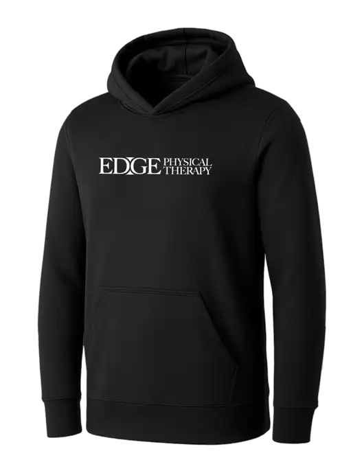 Womens Black Core Fleece Pullover Hooded Sweatshirt w/Edge Physical Therapy Logo