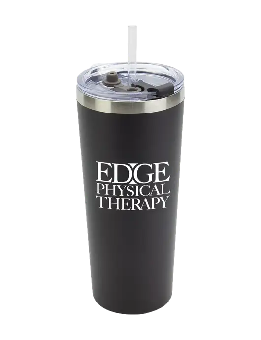 Brighton Black 20 oz Insulated Tumbler & Straw w/Edge Physical Therapy Logo