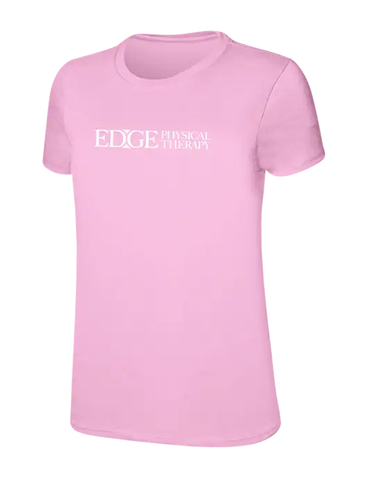 Womens Ring Spun Candy Pink 4.5 oz T-Shirt w/Edge Physical Therapy Logo