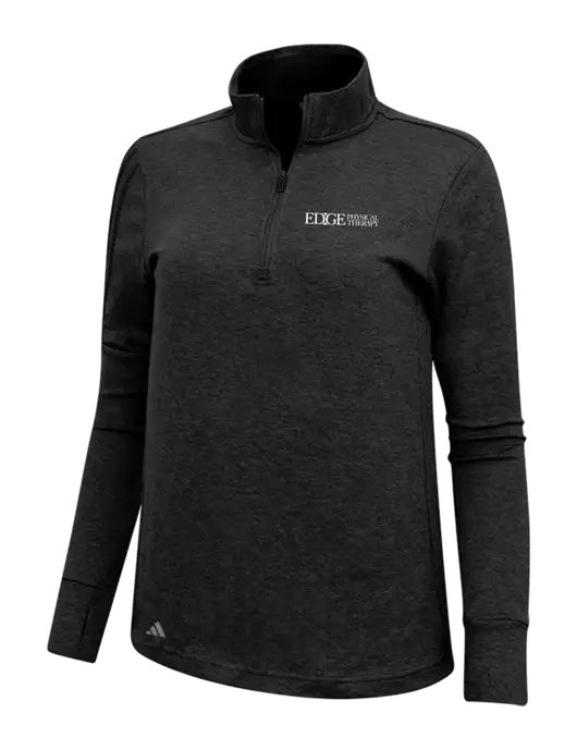 Adidas Black Melange Womens 3 Stripes Quarter Zip Sweater w/Edge Physical Therapy Logo