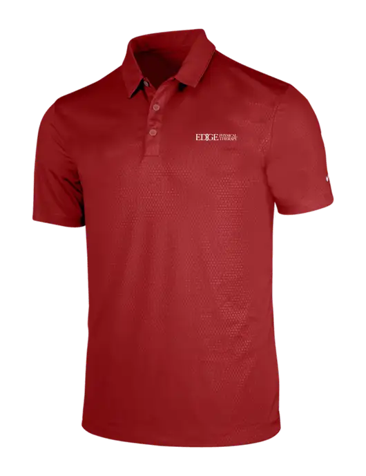 NIKE Red Dri-Fit Embossed Tri-Blade Polo w/Edge Physical Therapy Logo
