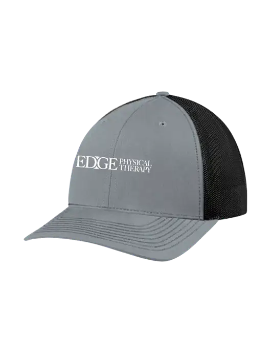 Richardson Adjustable Snapback Original 112 Trucker Cap Heather Grey w/Black Mesh w/Edge Physical Therapy Logo