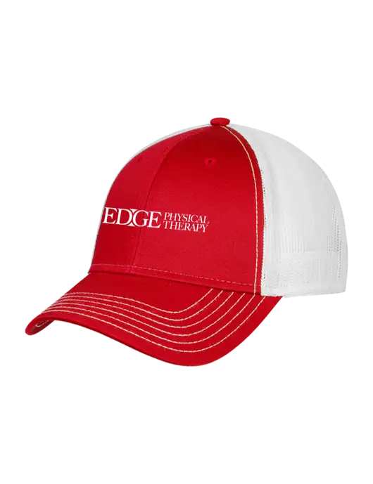 Red/White Mesh Trucker Cap Snap Back w/Edge Physical Therapy Logo