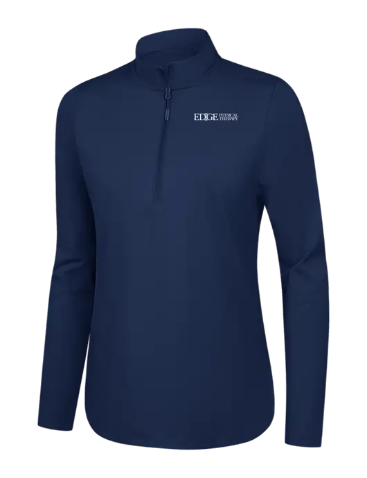  Womens Dark Navy C-FREE Double Knit 1/4-Zip w/Edge Physical Therapy Logo