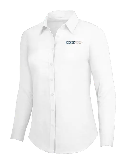 White Womens SuperPro Oxford Shirt w/Edge Physical Therapy Logo
