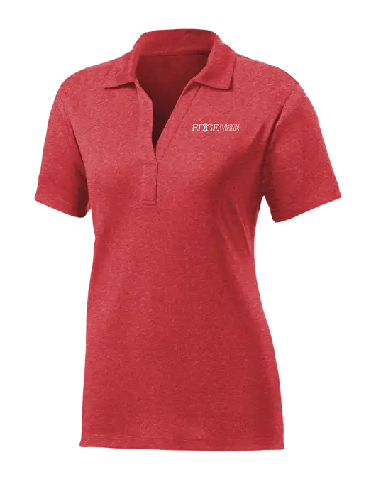 Womens Red Heather Contender Polo w/Edge Physical Therapy Logo