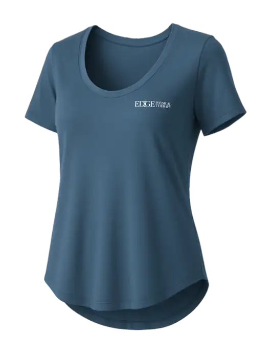 Mercer+Mettle Womens Light Navy Blue Stretch Jersey Relaxed Scoop w/Edge Physical Therapy Logo
