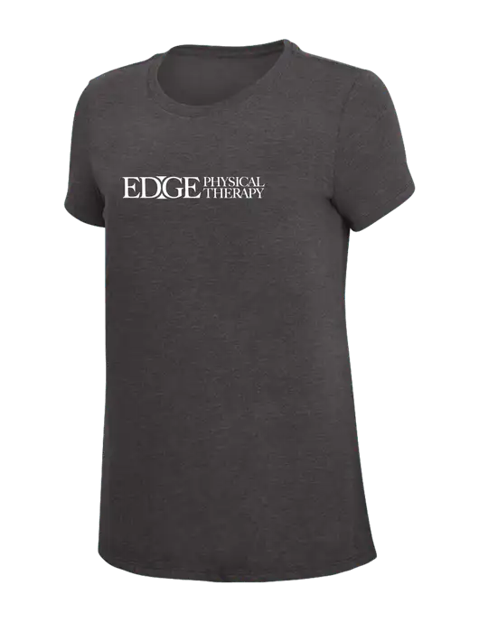 Womens Simply Soft Heather Charcoal 4.5oz  Poly/Combed Ring Spun Cotton T-Shirt w/Edge Physical Therapy Logo