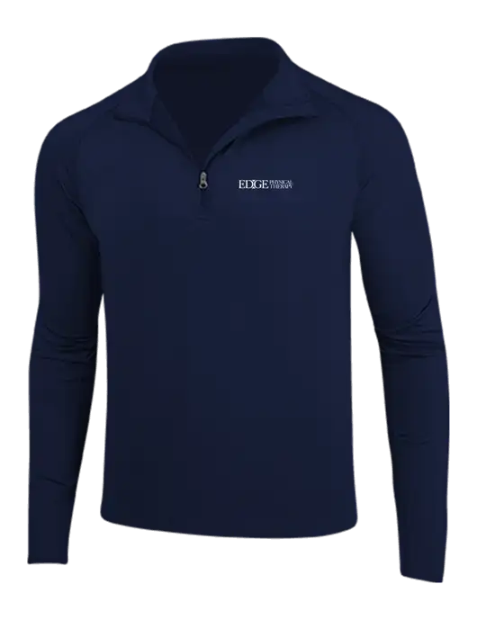 Navy Sport Wick Stretch 1/4 Zip Pullover w/Edge Physical Therapy Logo