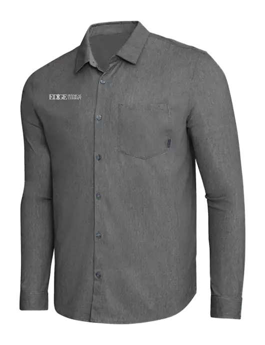 OGIO Dark Grey Heather Extend Long Sleeve Button Up Shirt w/Edge Physical Therapy Logo