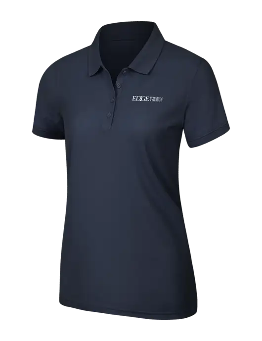 Navy Blue Womens Core Classic Pique Polo w/Edge Physical Therapy Logo