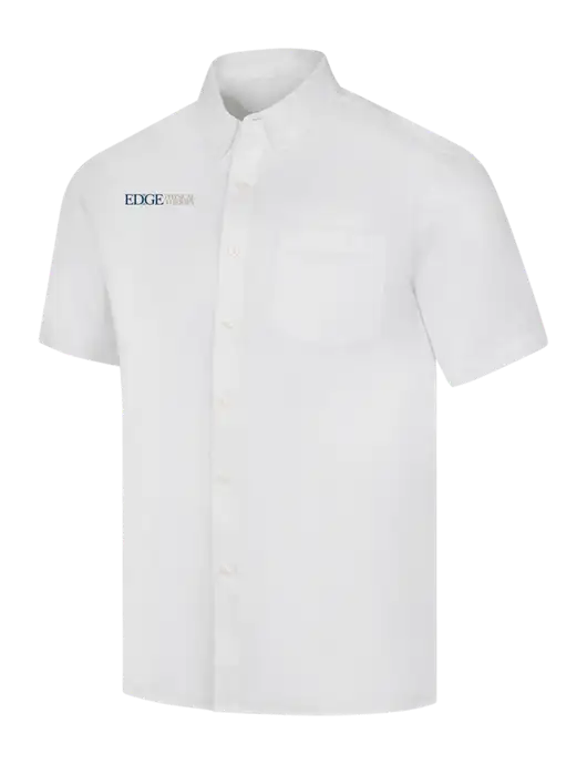 Short Sleeve White Superpro React Twill Shirt w/Edge Physical Therapy Logo