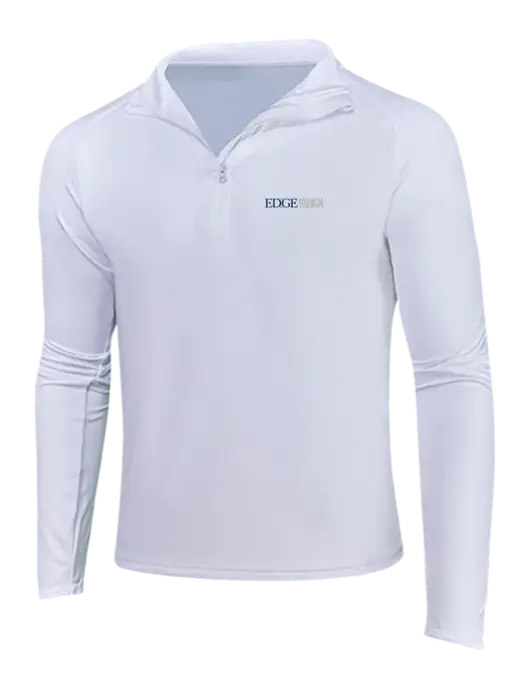 White Sport Wick Stretch 1/4 Zip Pullover w/Edge Physical Therapy Logo