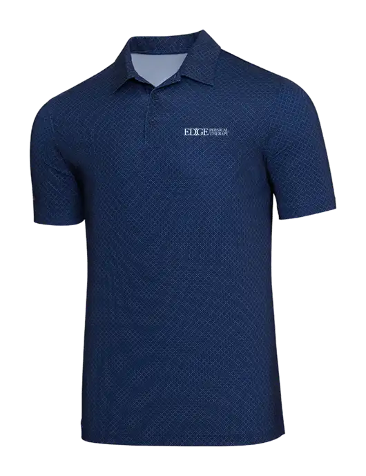 Adidas Navy Blue Diamond Dot Print Polo w/Edge Physical Therapy Logo