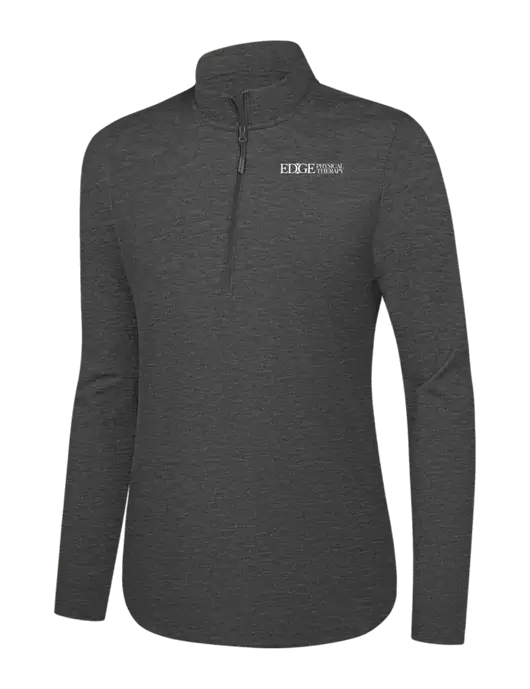  Womens Dark Grey Heather C-FREE Double Knit 1/4-Zip w/Edge Physical Therapy Logo