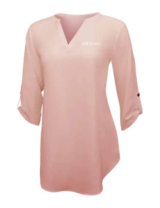 Light Coral Womens 3/4 Sleeve Tunic Blouse w/Edge Physical Therapy Logo