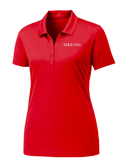 Womens Red PosiCharge Competitor Polo w/Edge Physical Therapy Logo