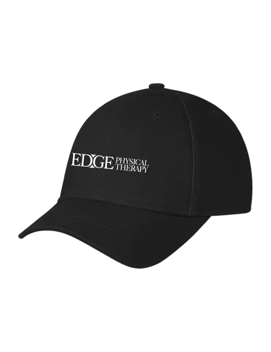 Black Structured Cap Hook & Loop w/Edge Physical Therapy Logo
