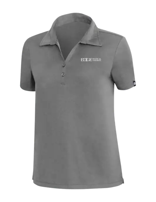 TravisMathew Med Dark Grey Womens Coto Performance Polo w/Edge Physical Therapy Logo