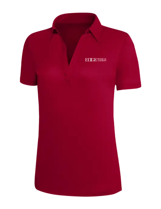 Red Silk Touch Womens Performance Polo w/Edge Physical Therapy Logo