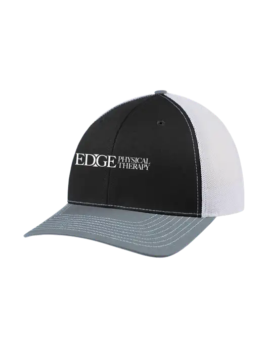 Richardson Adjustable Snapback Original 112 Trucker Cap Black/Light Heather Grey/White Mesh w/Edge Physical Therapy Logo
