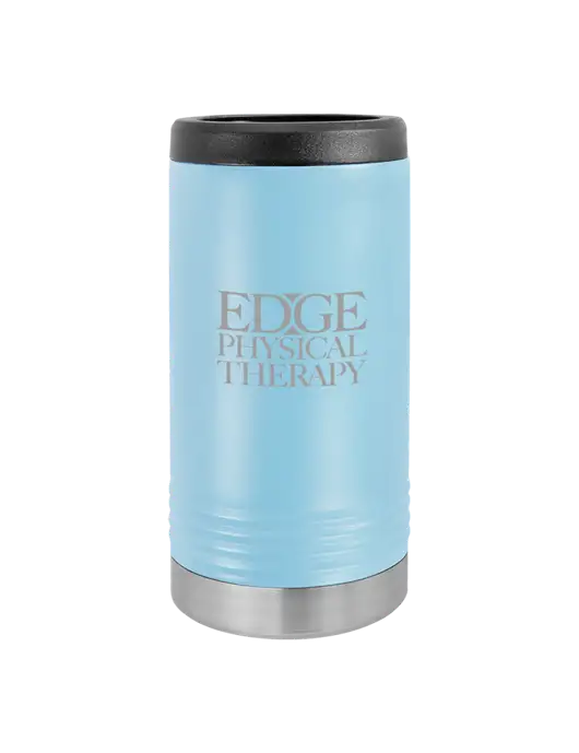 Polar Camel Powder Coated Light Blue Vacuum Insulated Slim Beverage Holder w/Edge Physical Therapy Logo