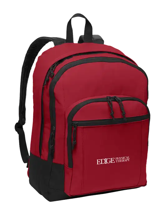 Red Essential Backpack w/Edge Physical Therapy Logo